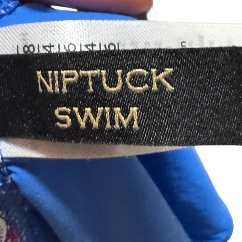 Nip Tuck Swimwear Paisley NWT‎ Mid Rise Bikini Bottoms Sz 14 Blue Full Coverage - Picture 8 of 12